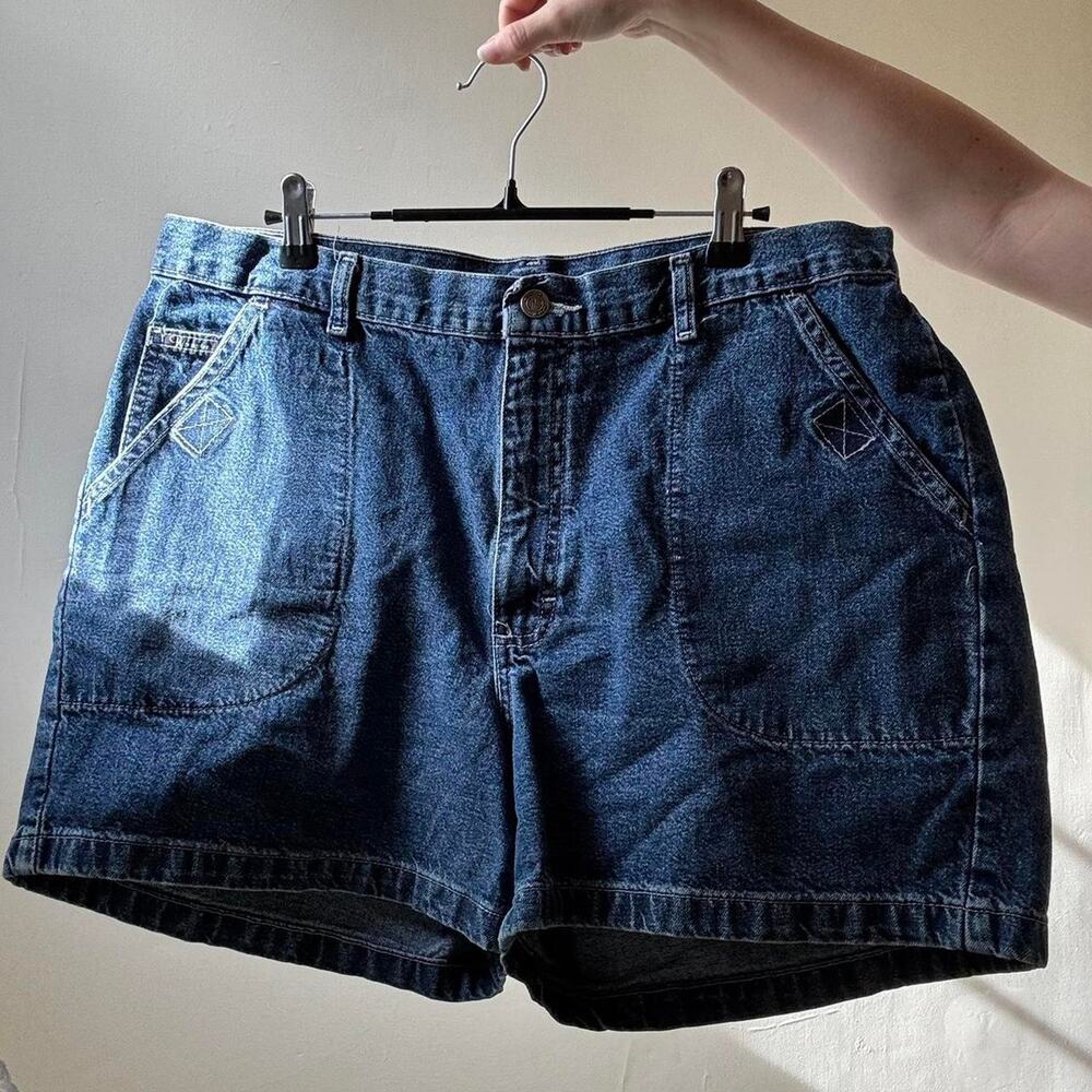 Vintage Wrangler Denim Cotton Chore Shorts 14 Regular 90s Y2K Summer Vacation